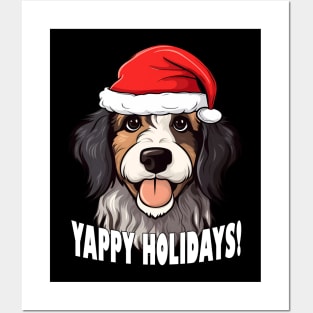 Bernedoodle Christmas Gift Yappy Holidays Santa Dog Posters and Art